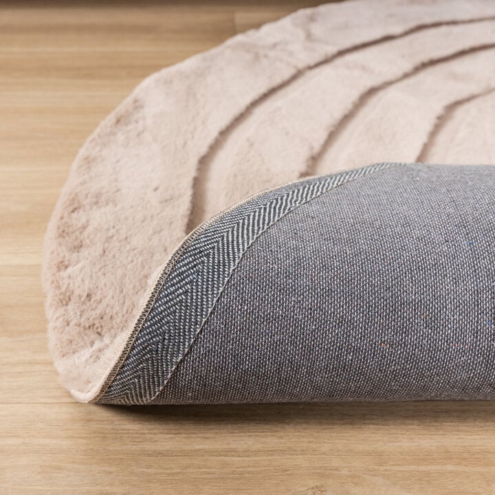 Hochflor Teppich Rund - Carvy Curves Taupe - 5