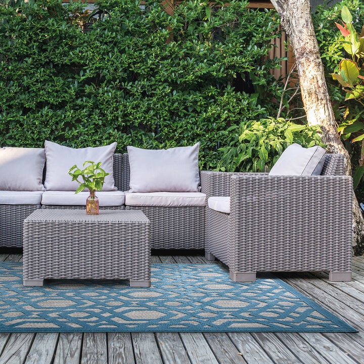 In- & Outdoor Teppich - Piatto Oro Blau - 1