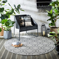 In - & Outdoor Teppich Rund - Floreno Milan Grau Anthrazit