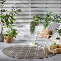 In- & Outdoor Teppich Rund - Floreno Milan Anthrazit Beige