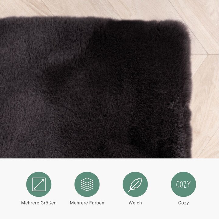 Hochflor Läufer - Comfy Supreme Schwarz - 4