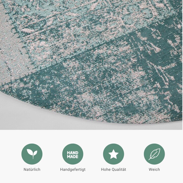 Teppich Patchwork Rund - Dreams Mint Türkis - 4