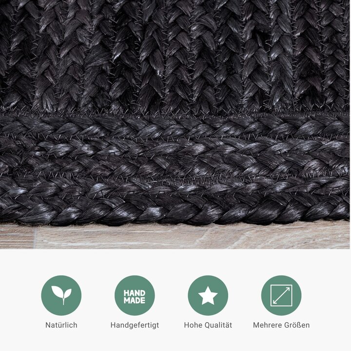 Jute Teppich - Fair Schwarz - 3