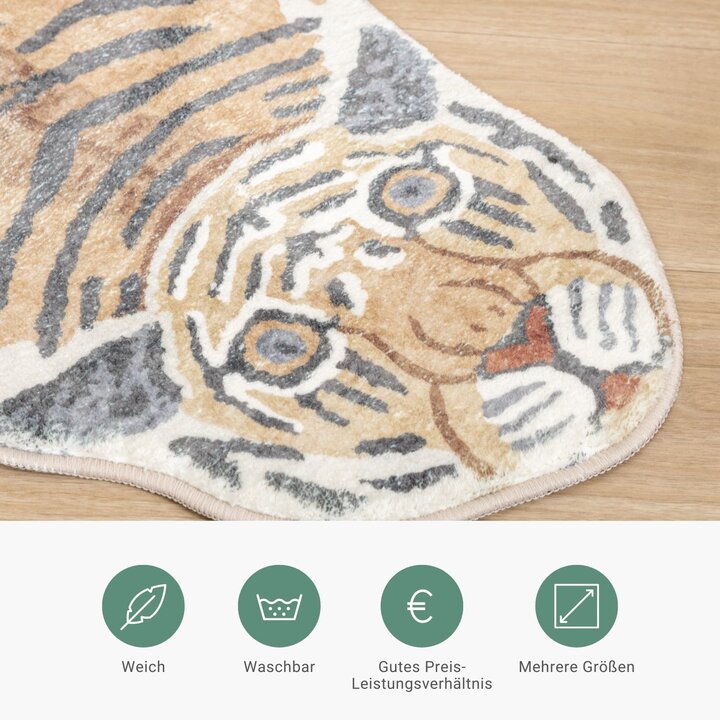 Waschbarer Kinderteppich - Wild Tiger - 2