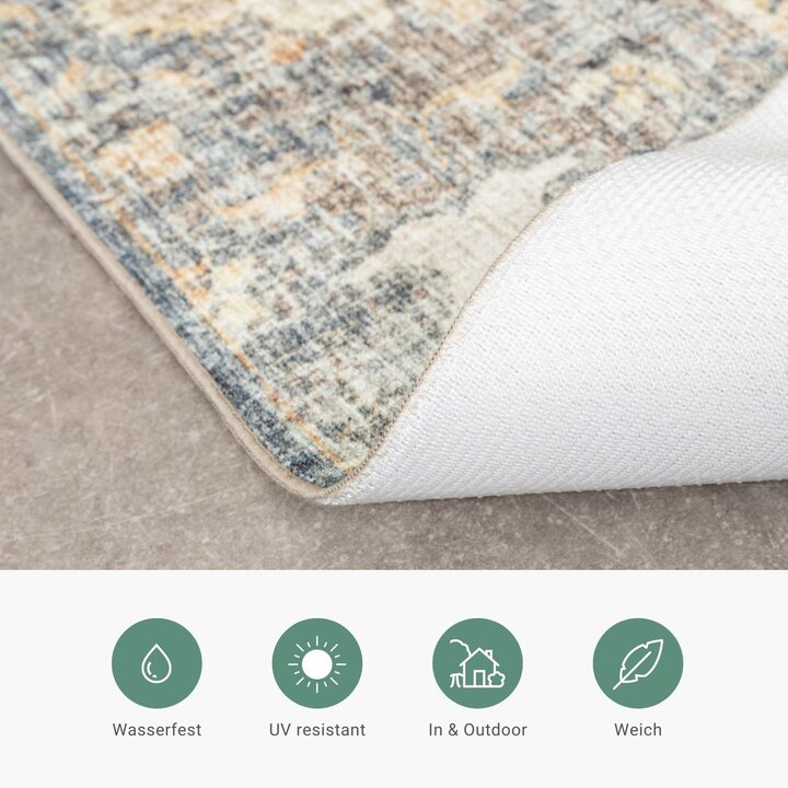 Vintage Gartenteppich - Santo Mandala Blau Grau - 3