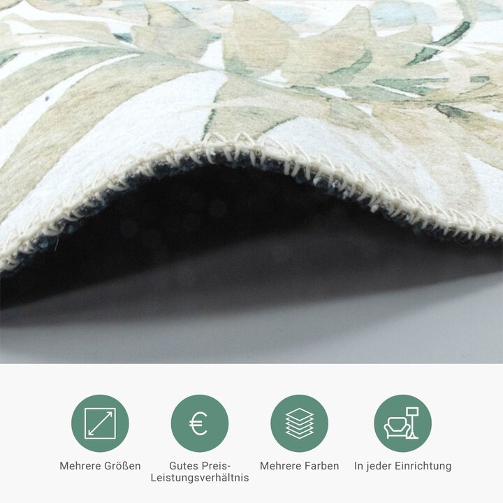 Boho Teppich Rund - Palmier Blätter Naturel - 3