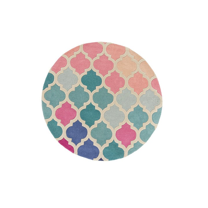 Moderner Teppich Rund - Illo Rosella Rosa Blau - 1