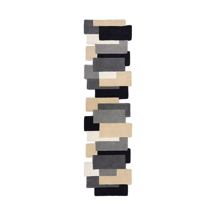 Abstrakt Läufer - Stracto Collage Schwarz Beige - 1