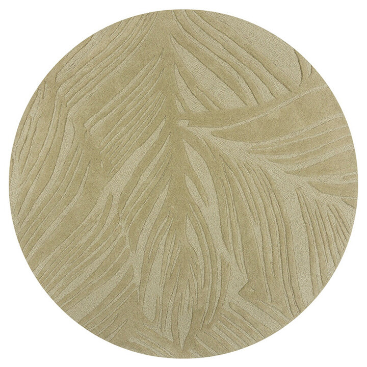 Moderner Teppich Rund - Solacio Leaves Olivgrün - 1