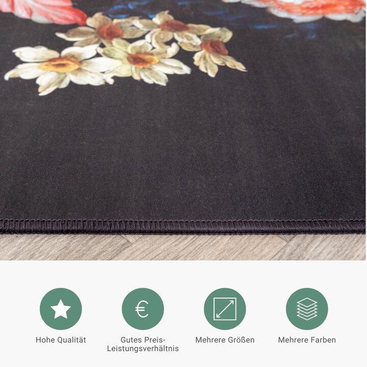 Teppich Floral - Florine Schwarz Blau - 3