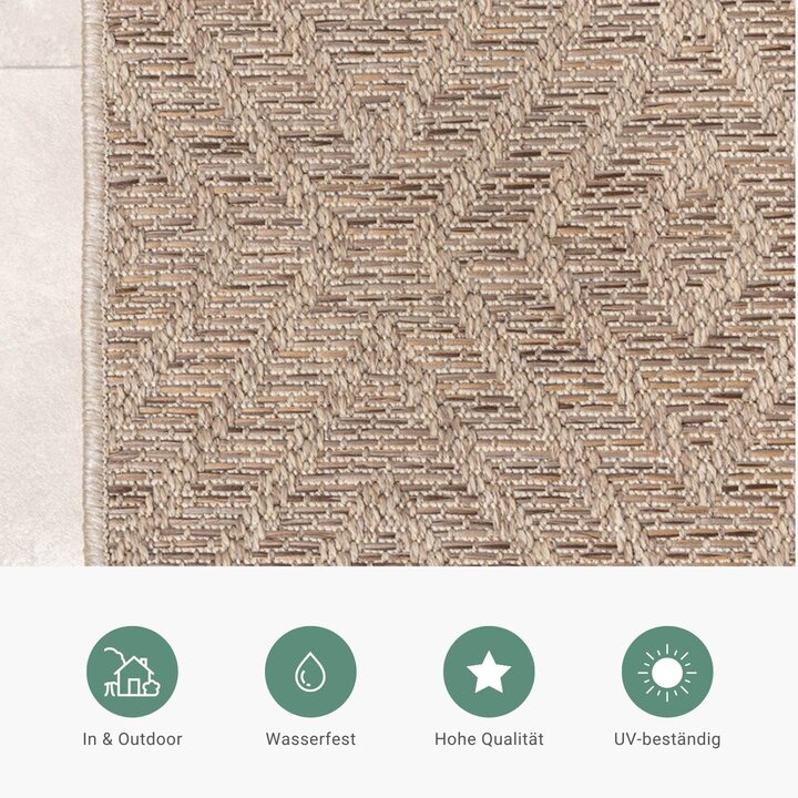 In- & Outdoor Jute Teppich - Fora Tile Natural - 3