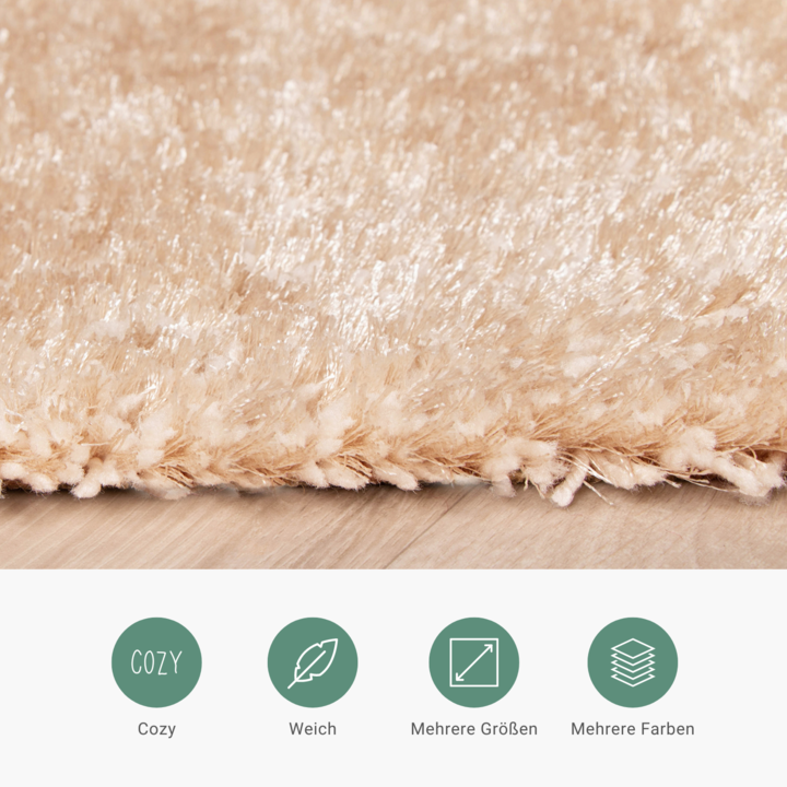 Hochflor Teppich - Glazy Beige Creme - 3