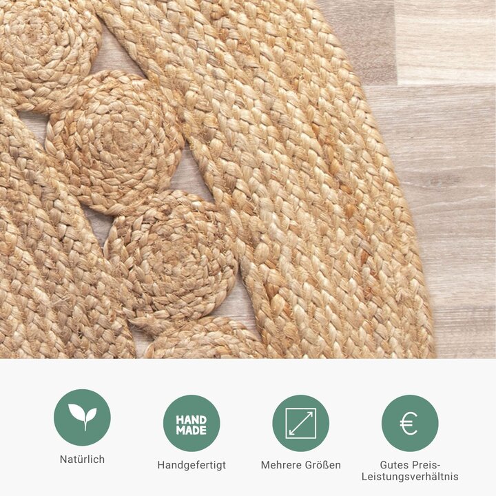 Jute Teppich Rund - Fair Sun Natur - 3