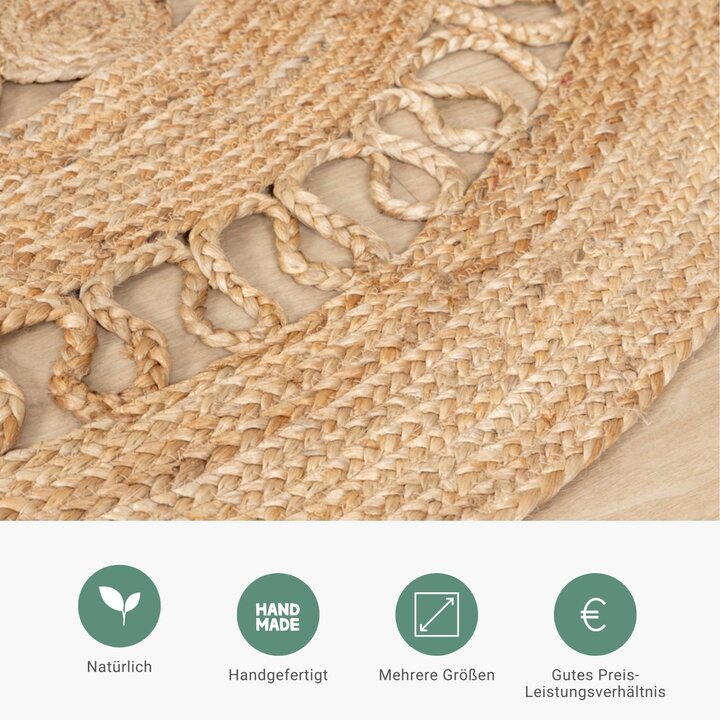 Jute Teppich Rund - Fair Rotan Natur - 3