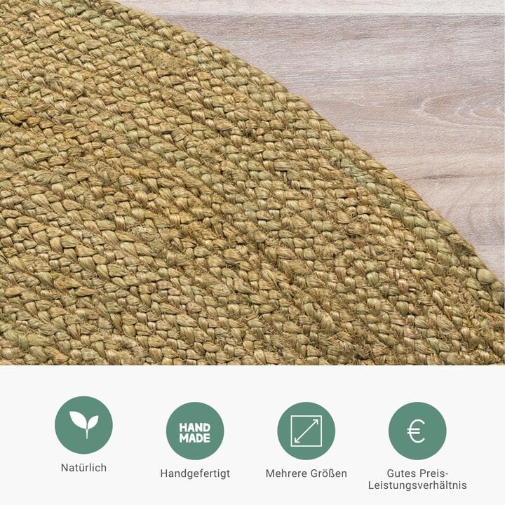 Jute Teppich Rund - Fair Grün - 4