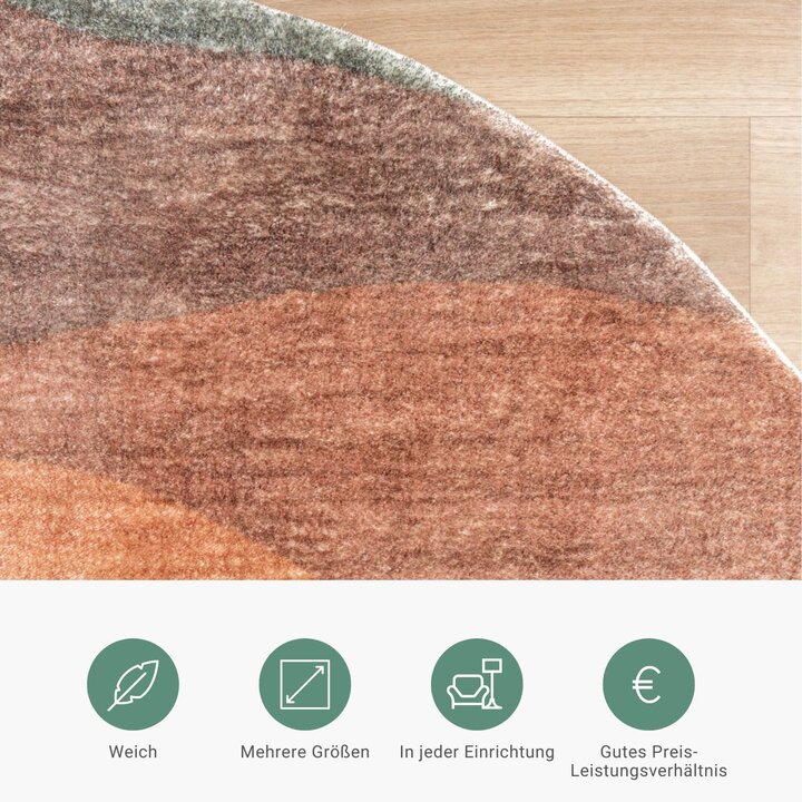 Moderner Teppich Rund - Field Terra Rot - 3