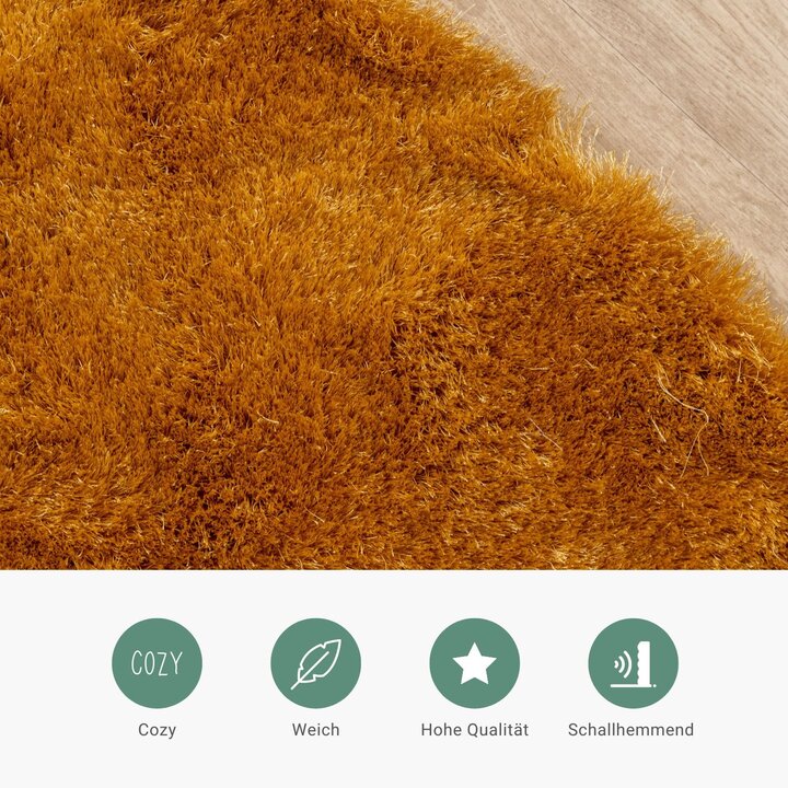 Hochflor Teppich Rund - Glorious Gold Gelb - 3