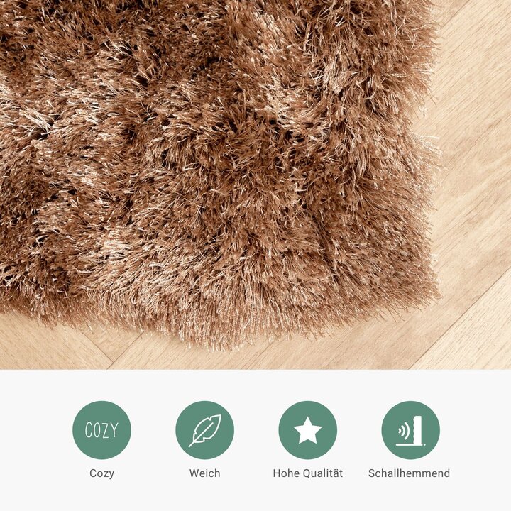 Hochflor Teppich - Glorious Taupe - 4