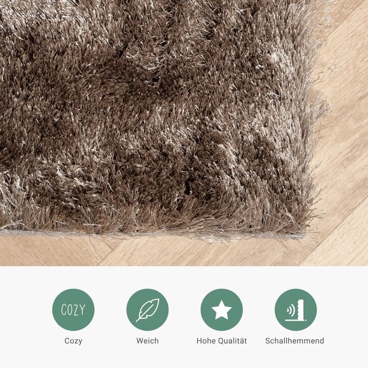 Hochflor Teppich - Glorious Silber Grau - 4