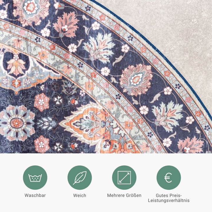 Teppich Vintage Rund - Imagine Oriental Blau - 3
