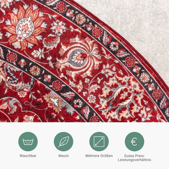 Teppich Vintage Rund - Imagine Medaillon Rot - 3