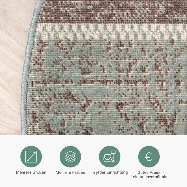Teppich Vintage Rund - Spring Patchwork Grün Grau - 3