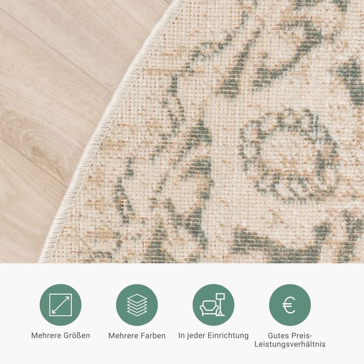 Teppich Vintage Rund - Spring Medaillon Creme Grün - 3
