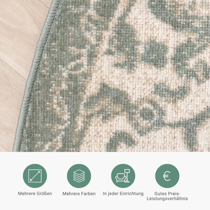 Teppich Vintage Rund - Spring Medaillon Grün Creme - 3