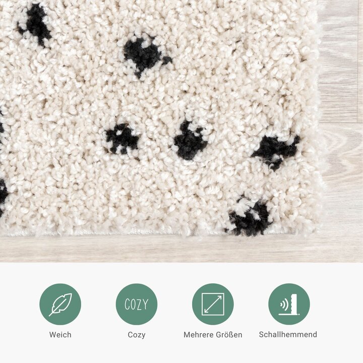 Teppich Hochflor - Grand Dots Creme Schwarz - 3