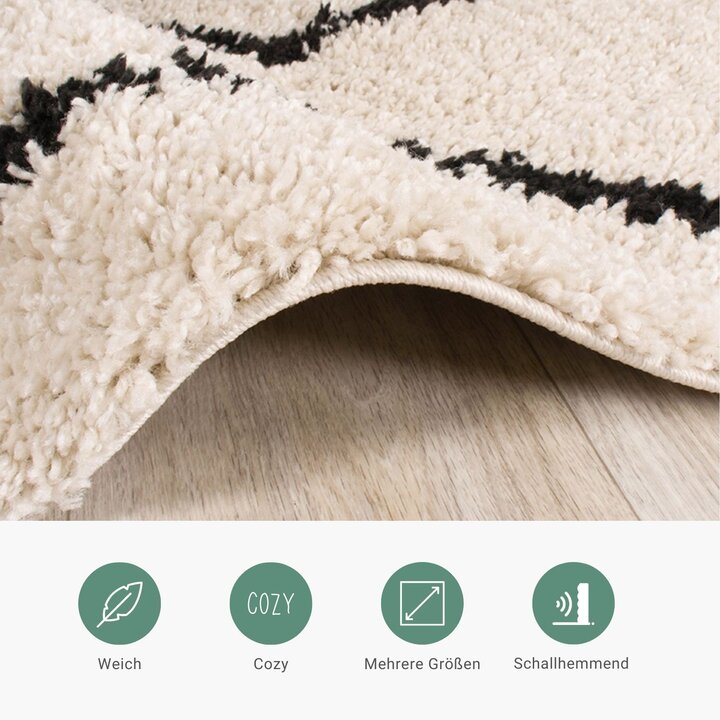 Teppich Hochflor - Grand Moves Creme Schwarz - 3