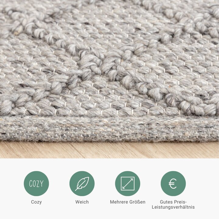 Wollteppich - Knit Grau - 5
