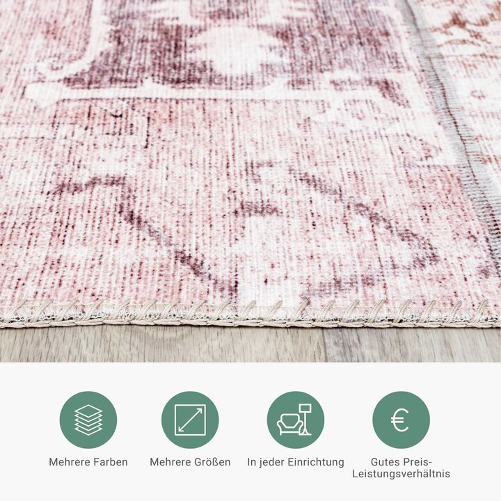 Patchwork Teppich - Lago Rot Rosa - 3