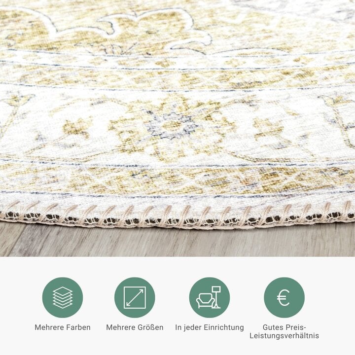 Teppich Vintage Rund - Lago Grün Creme - 3