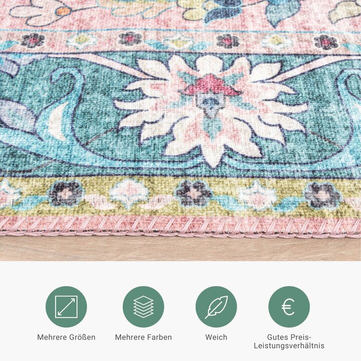 Teppich Vintage - Lily Oriental Blau Rosa - 3