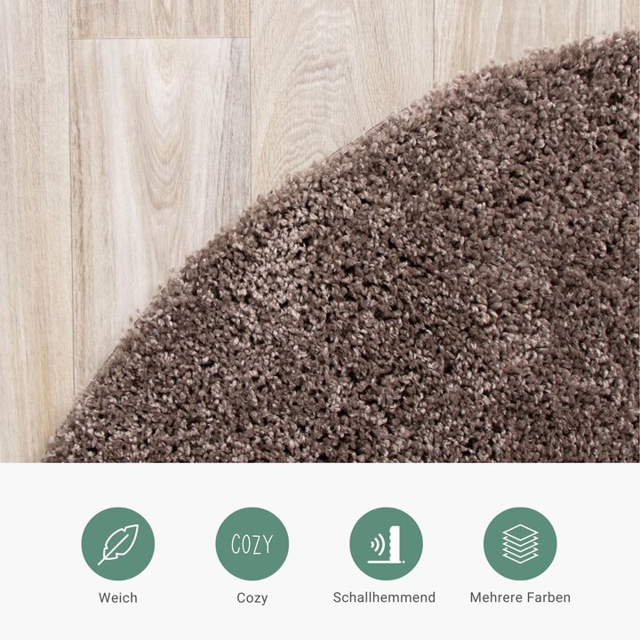 Teppich Hochflor Rund - Lofty Taupe - 3