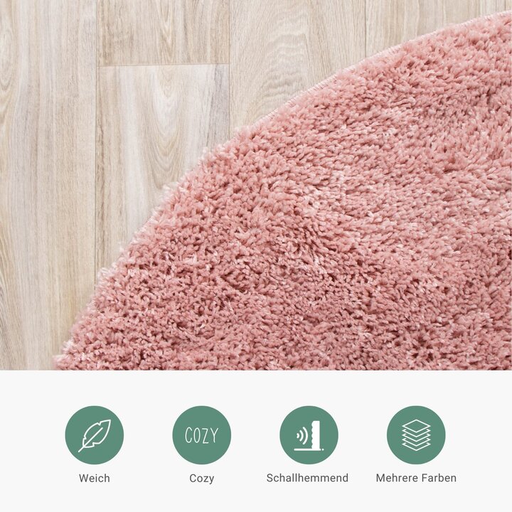 Teppich Hochflor Rund - Lofty Rosa - 3