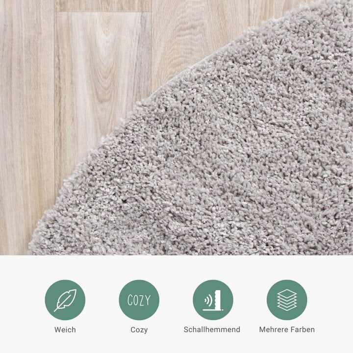Teppich Hochflor Rund - Lofty Hellgrau - 3