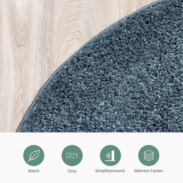 Teppich Hochflor Rund - Lofty Blau - 3