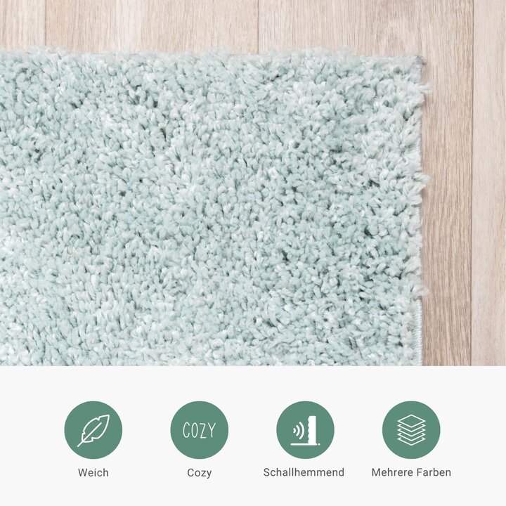 Teppich Hochflor - Lofty Hellblau Türkis - 4