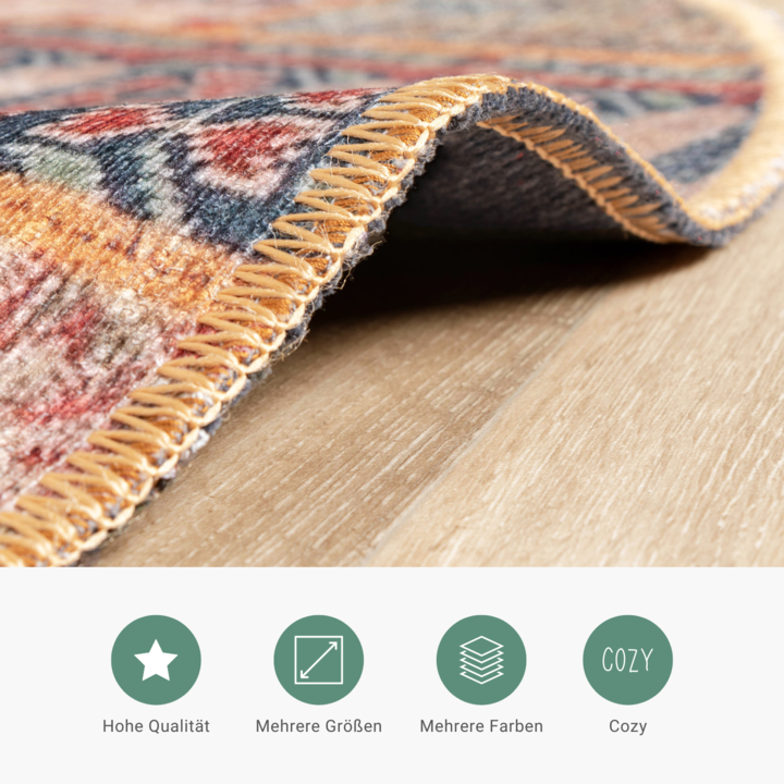 Teppich Patchwork Rund - Moods Rot No.16 - 4