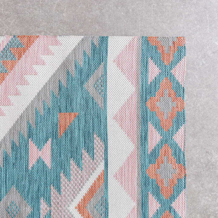 Outdoor Teppich Boho - Vedra Aztec Blau - 5