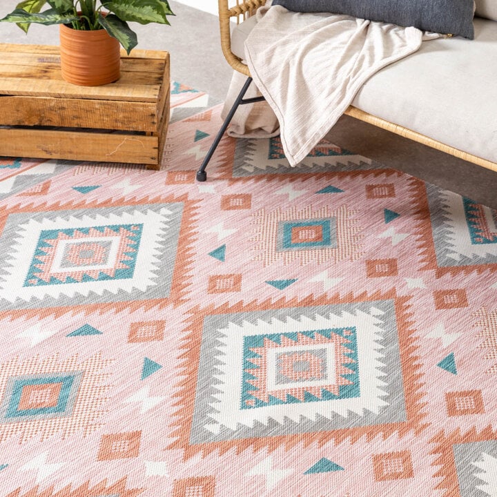 Outdoor Teppich Boho - Vedra Aztec Rosa - 2