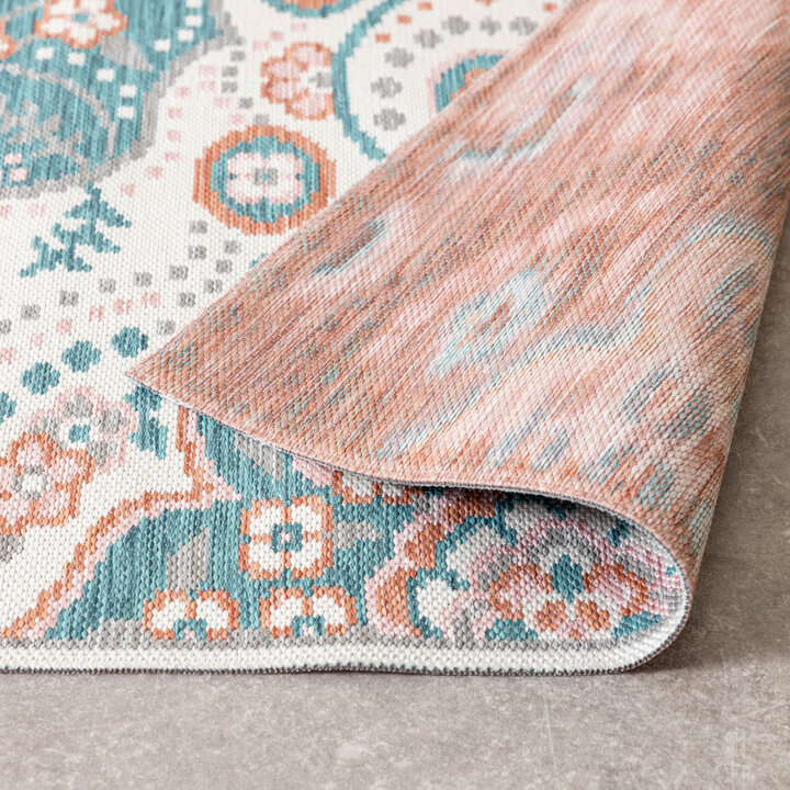 Outdoor Teppich Boho - Vedra Medaillon Blau - 6