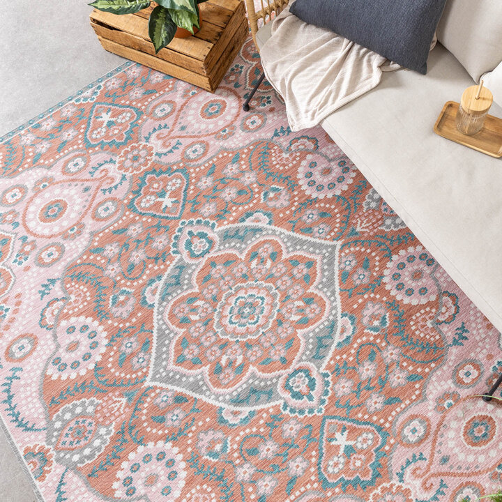 Outdoor Teppich Boho - Vedra Medaillon Rosa - 3