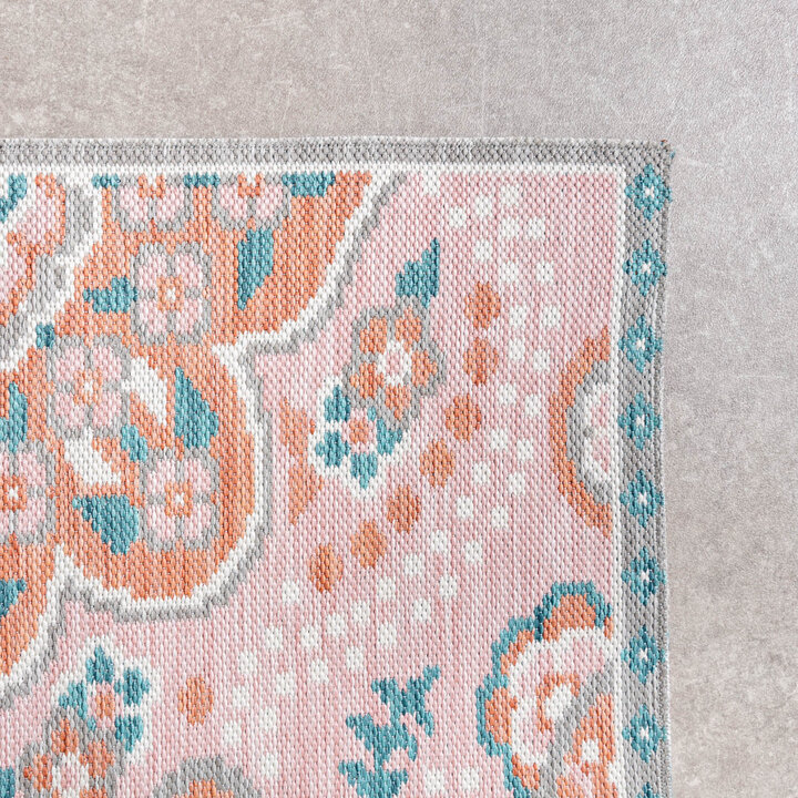 Outdoor Teppich Boho - Vedra Medaillon Rosa - 5
