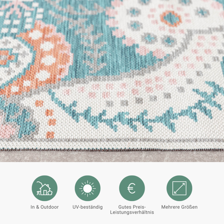 Outdoor Teppich Boho - Vedra Medaillon Blau - 4