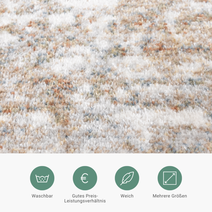 Waschbarer Teppich Abstrakt - Misha Grunge Creme Braun - 4
