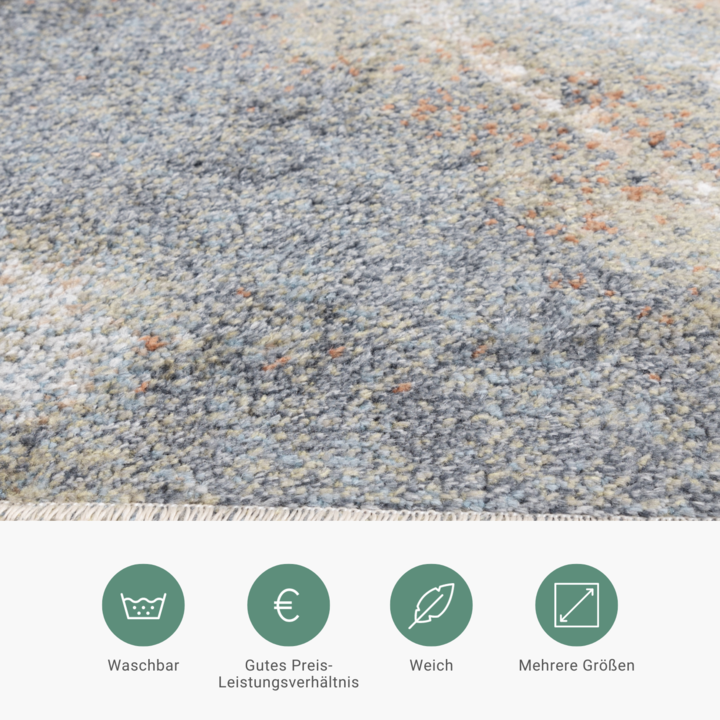 Waschbarer Teppich Abstrakt - Misha Lines Creme Grau - 4