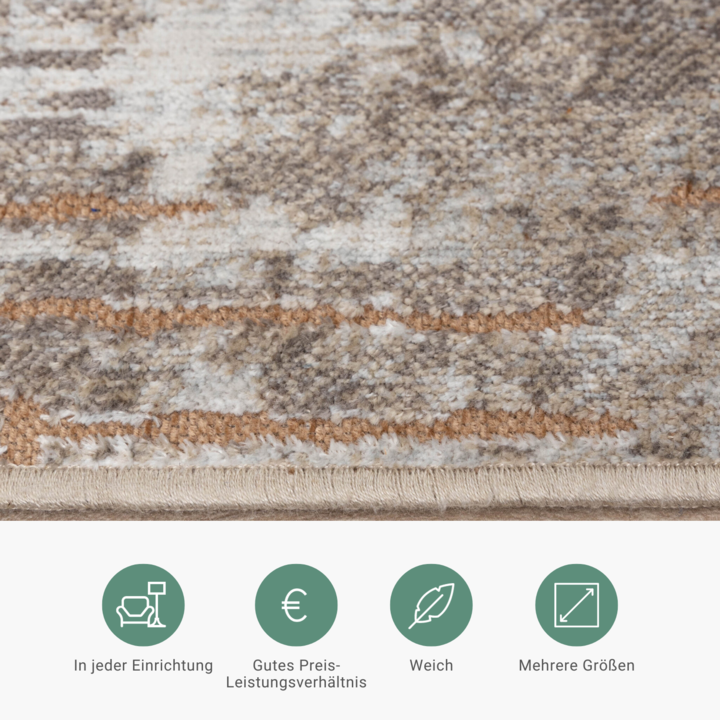 Teppich Modern - Hendrix Grunge Creme Terracotta - 4