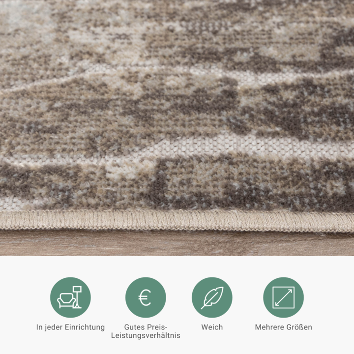 Teppich Modern - Hendrix Grunge Creme Grau - 4